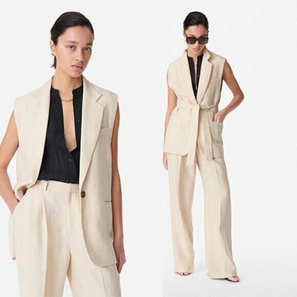 Vanessa Bruno Jackets & Blazers - NEW Vanessa Bruno Christen Sleeveless One Chest Pocket Jacket Beige Size: 36